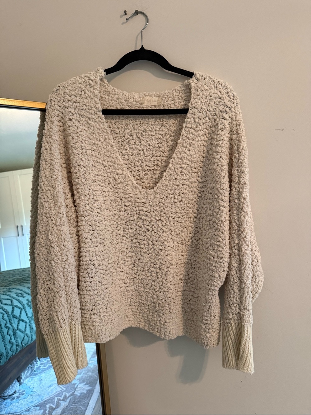 Altar’d State Popcorn V-Neck Sweater - Cream